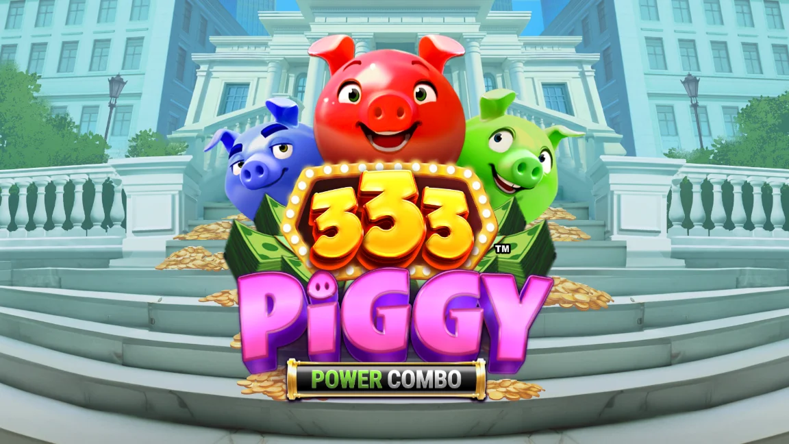 The promotional header for 333 Piggy POWER COMBO™, an online slot game on Betty.ca.