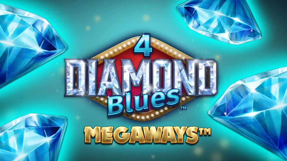 The promotional header for 4 Diamond Blues™ - Megaways™, an online slot game on Betty.ca.