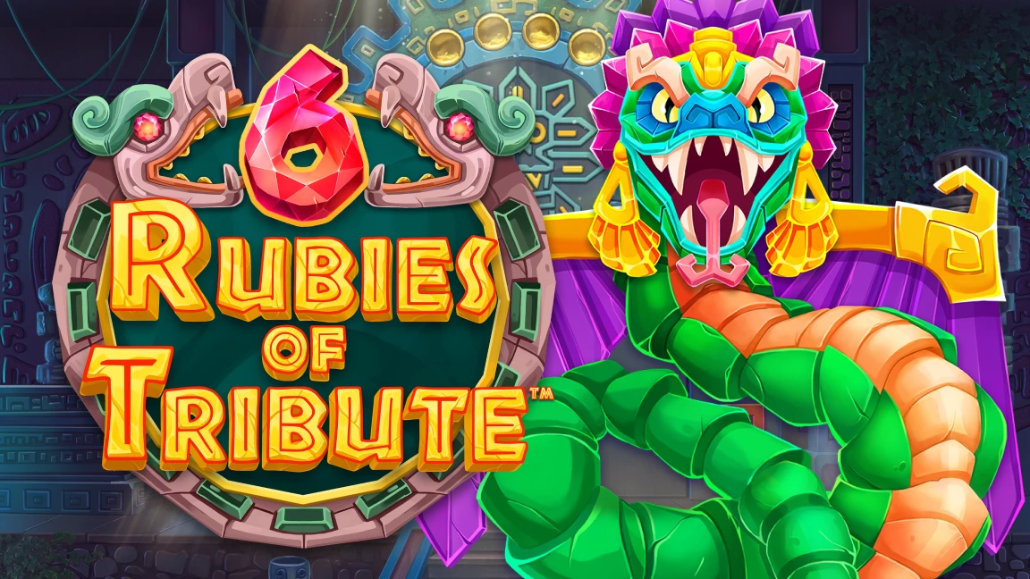 The promotional header for 6 Rubies of Tribute™, an online slot game on Betty.ca.
