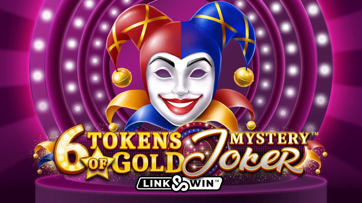 The promotional header for 6 Tokens of Gold: Mystery Joker Link&Win™, an online slot game on Betty.ca.
