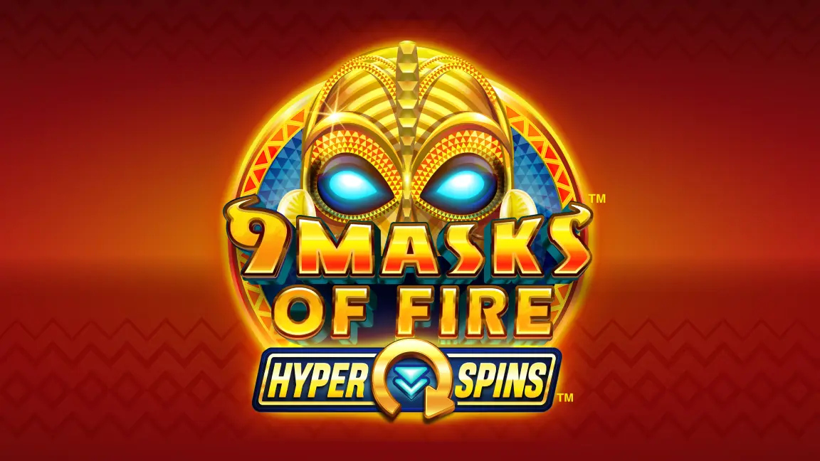 The promotional header for 9 Masks of Fire™ HyperSpins™, an online slot game on Betty.ca.