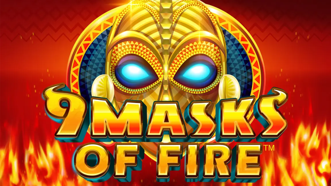 The promotional header for 9 Masks Of Fire, an online slot game on Betty.ca.