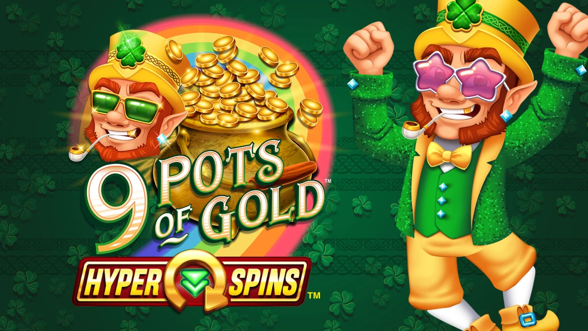 The promotional header for 9 Pots of Gold™ HyperSpins™, an online slot game on Betty.ca.