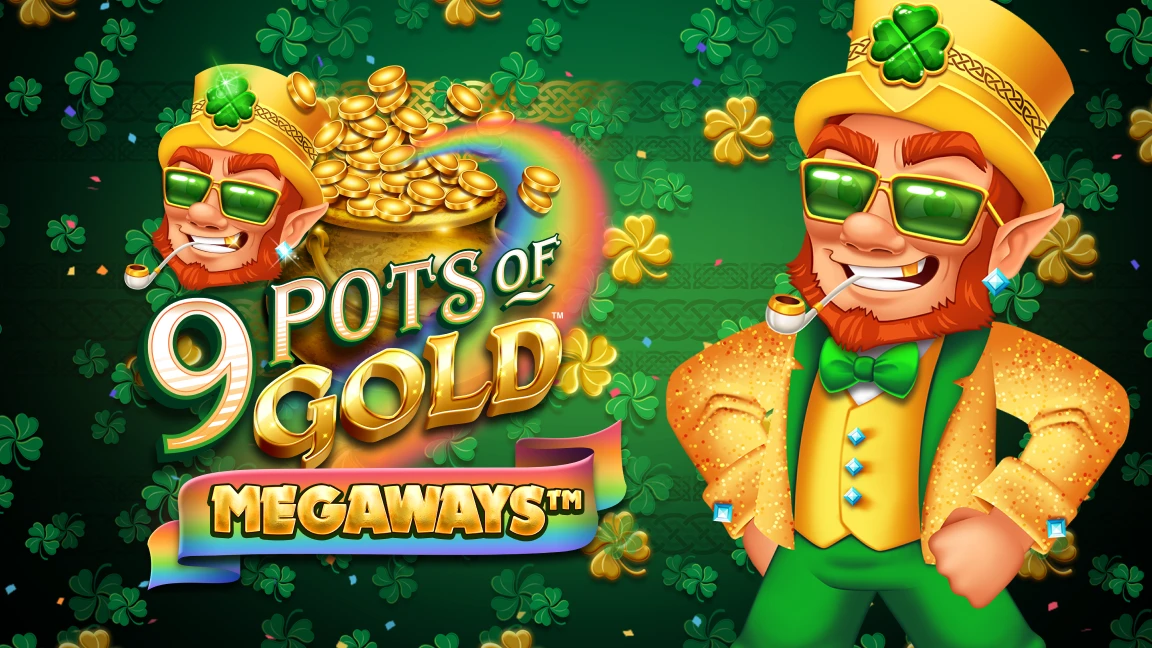 The promotional header for 9 Pots of Gold™ Megaways™, an online slot game on Betty.ca.