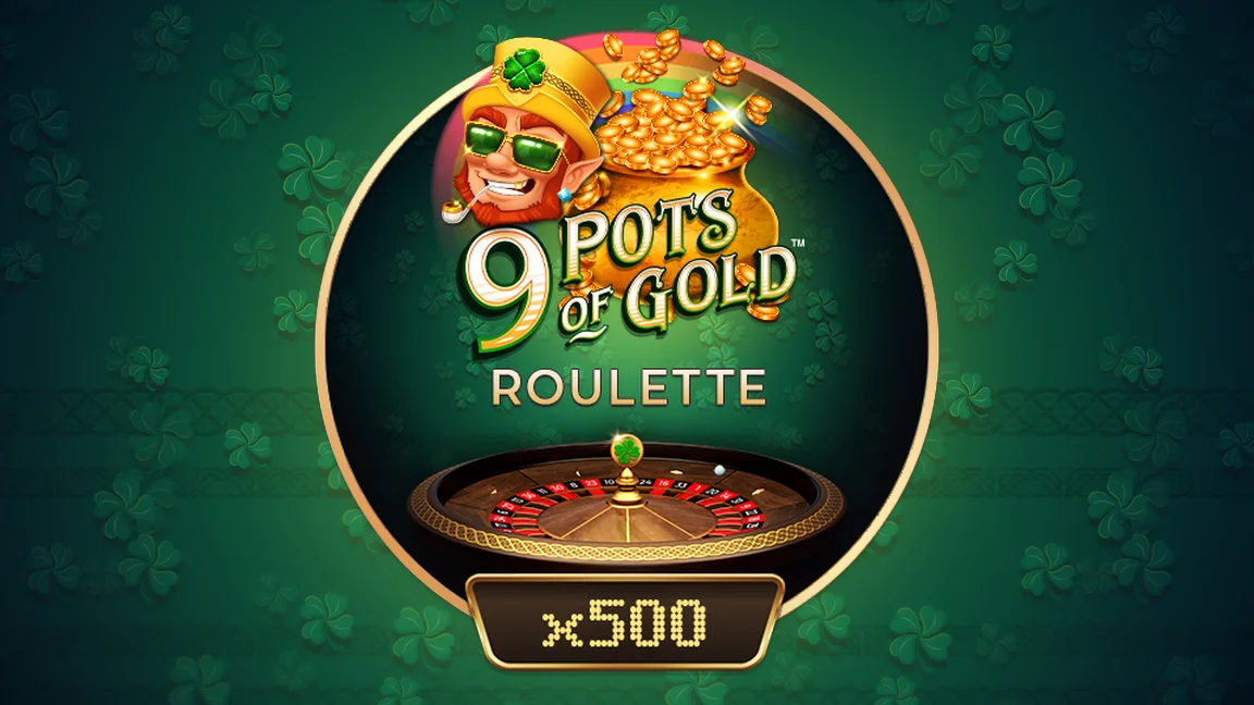 The promotional header for 9 Pots of Gold Roulette, an online slot game on Betty.ca.