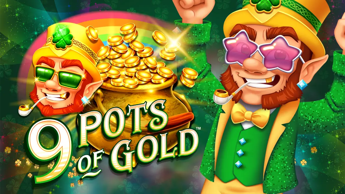 The promotional header for 9 Pots of Gold, an online slot game on Betty.ca.