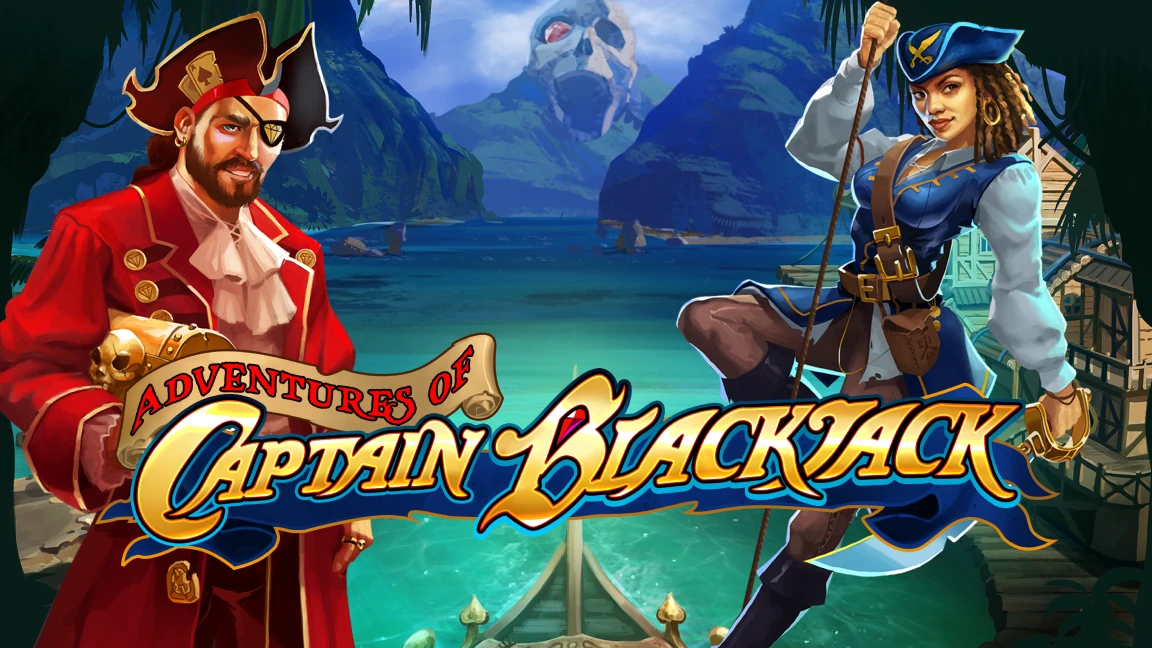 The promotional header for Adventures of Captain Blackjack, an online slot game on Betty.ca.