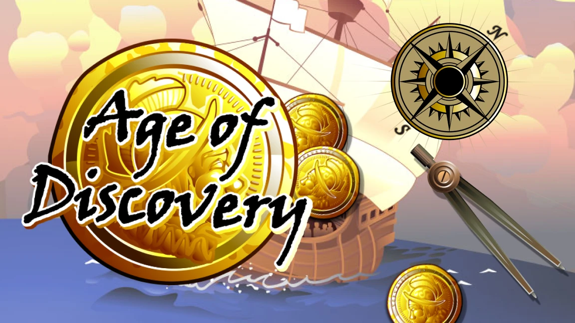 The promotional header for Age of Discovery, an online slot game on Betty.ca.