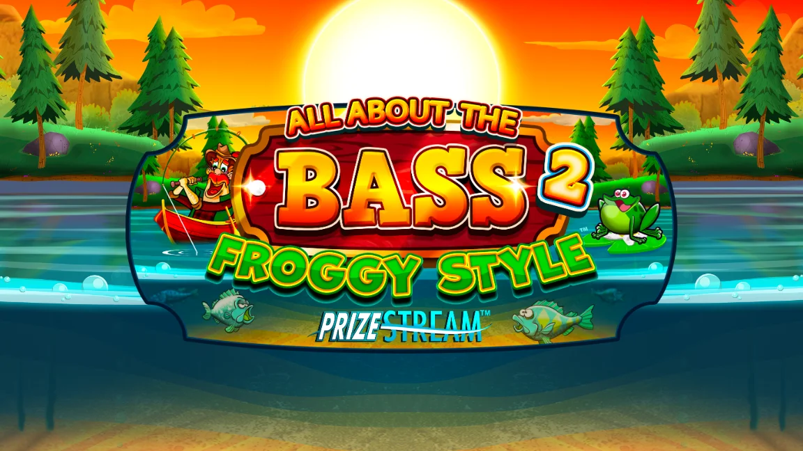 The promotional header for All About the Bass 2: Froggy Style™, an online slot game on Betty.ca.