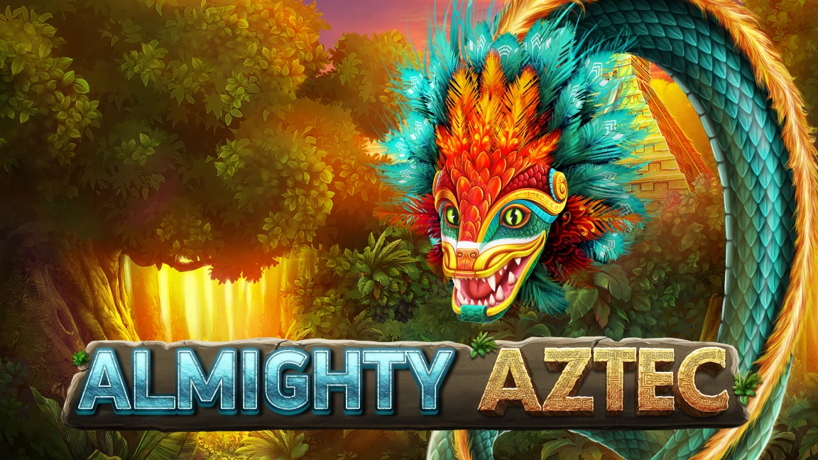 The promotional header for Almighty Aztec, an online slot game on Betty.ca.