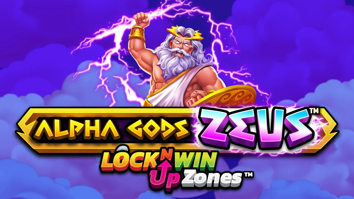 The promotional header for Alpha Gods: Zeus™, an online slot game on Betty.ca.