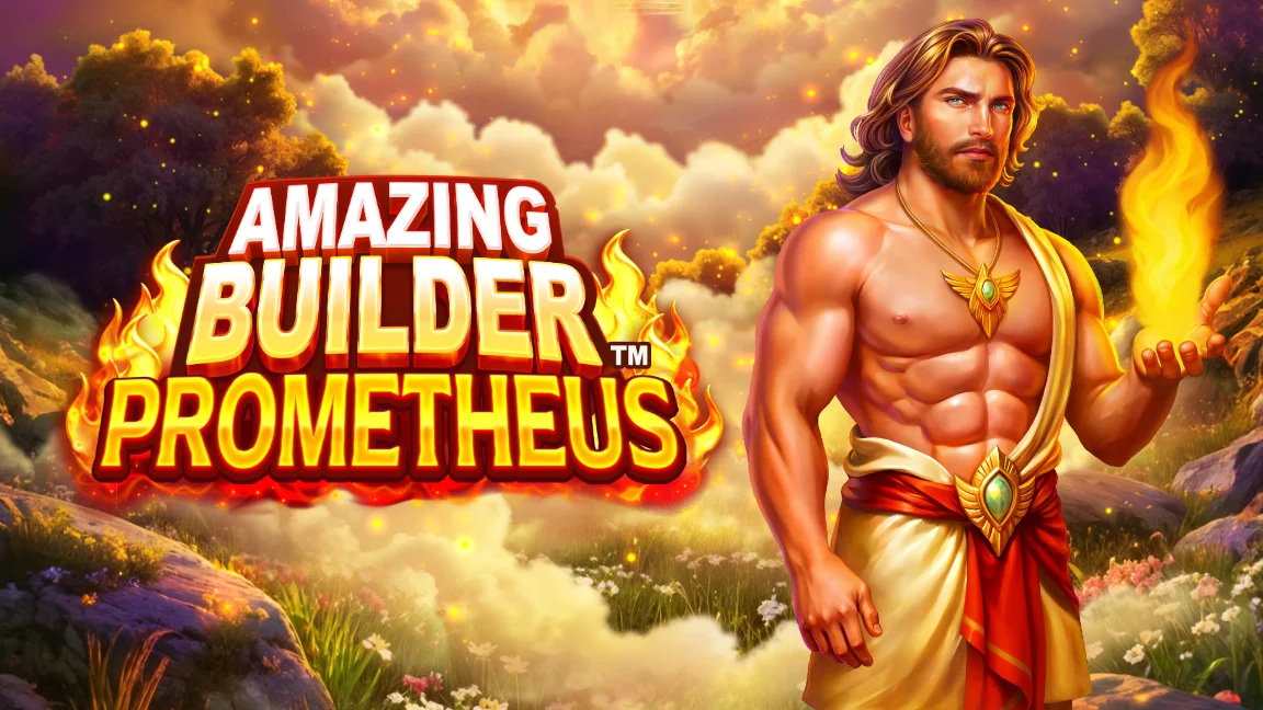 The promotional header for Amazing Builder™ Prometheus, an online slot game on Betty.ca.