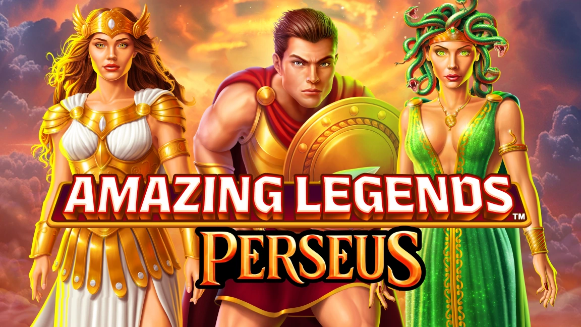 The promotional header for Amazing Legends™ Perseus, an online slot game on Betty.ca.