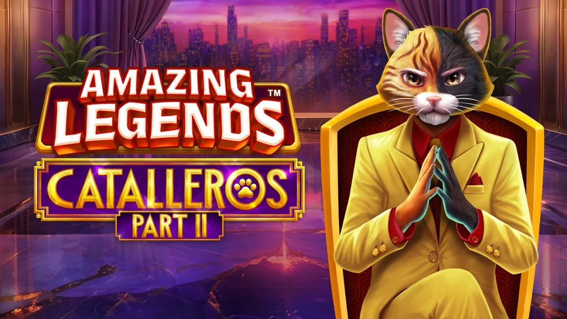 The promotional header for Amazing Legends™ Catalleros Part II, an online slot game on Betty.ca.