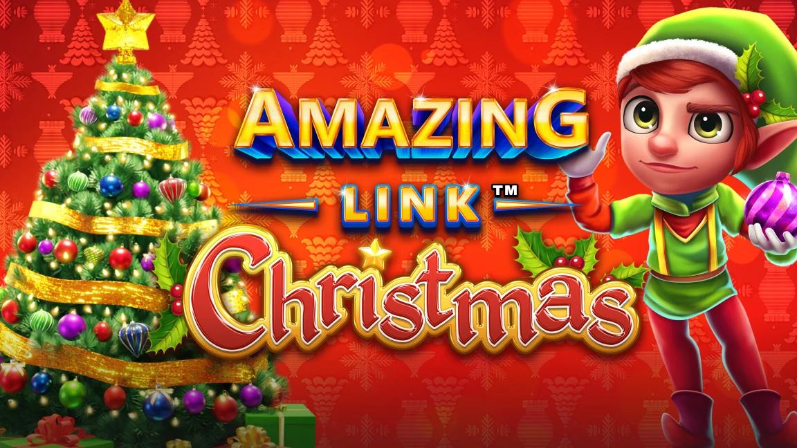 The promotional header for Amazing Link™ Christmas, an online slot game on Betty.ca.