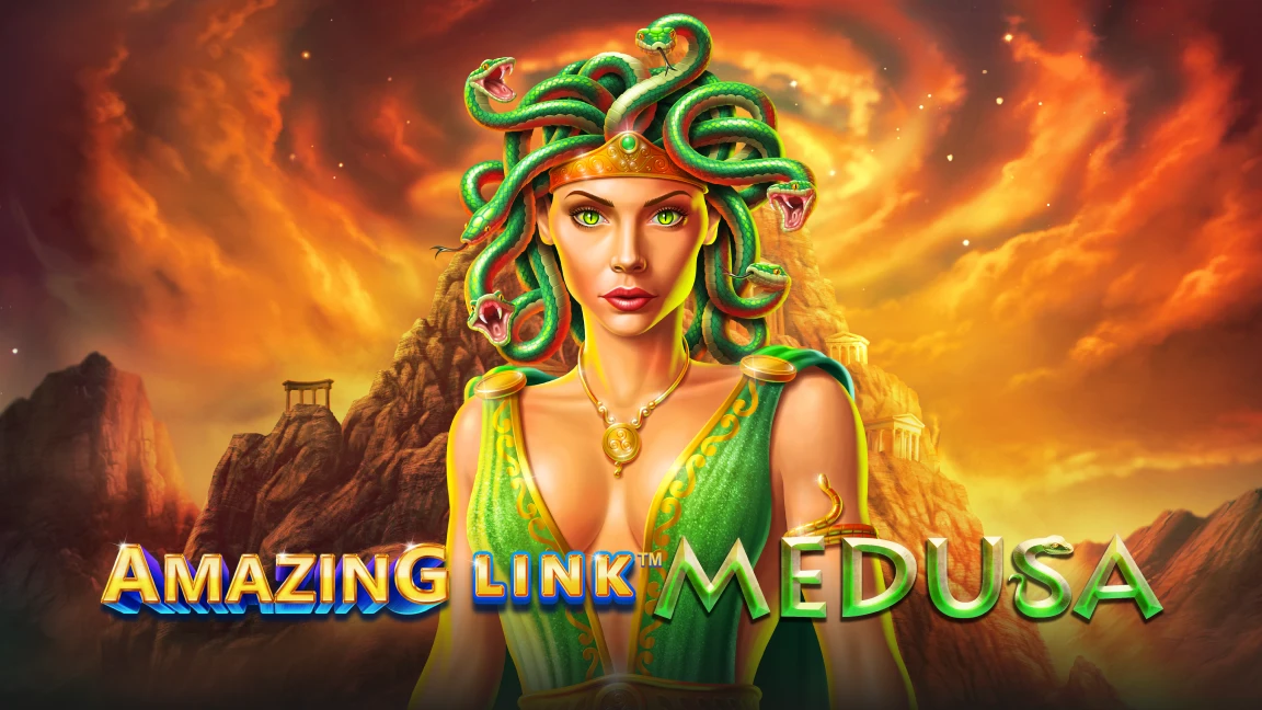 The promotional header for Amazing Link Medusa, an online slot game on Betty.ca.