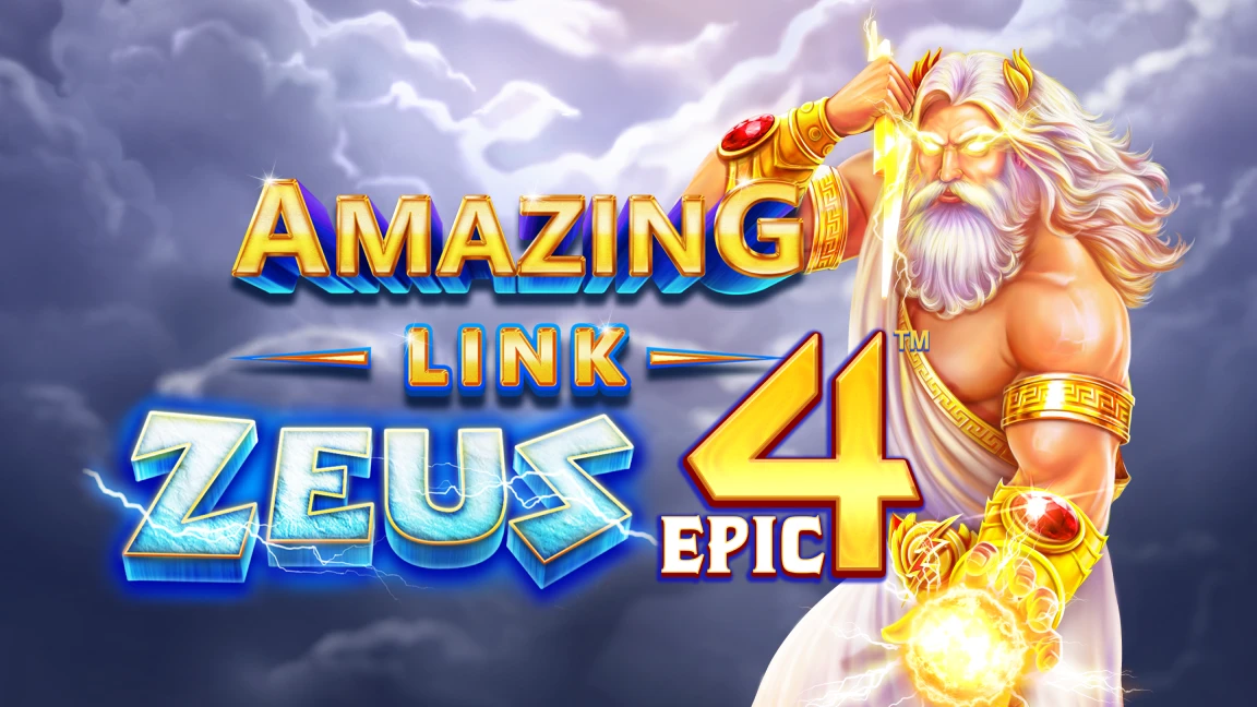 The promotional header for Amazing Link Zeus Epic 4™, an online slot game on Betty.ca.