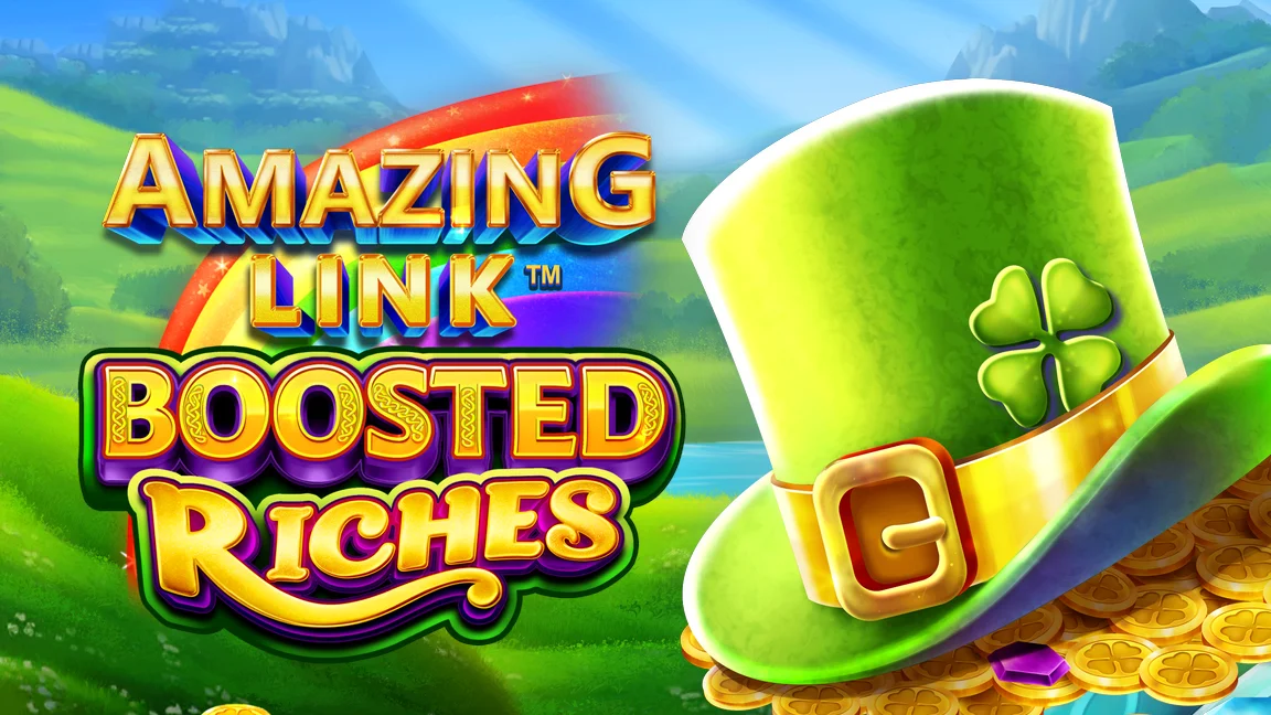 The promotional header for Amazing Link™ Boosted Riches, an online slot game on Betty.ca.