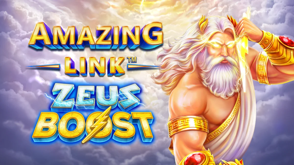 The promotional header for Amazing Link™ Zeus Boost, an online slot game on Betty.ca.