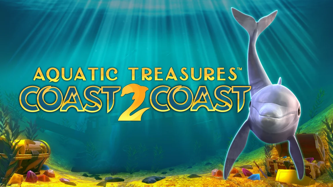 The promotional header for Aquatic Treasures™ Coast 2 Coast, an online slot game on Betty.ca.