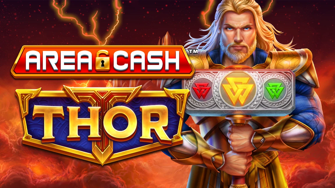 The promotional header for Area Cash™ Thor, an online slot game on Betty.ca.