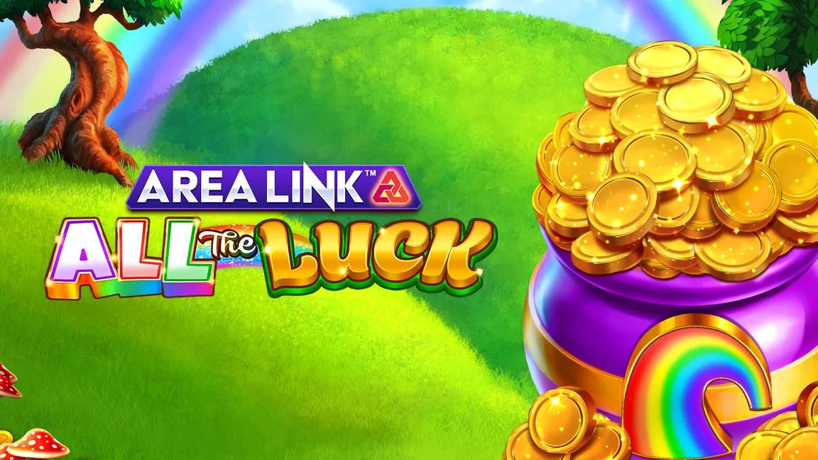 The promotional header for Area Link™ All the Luck, an online slot game on Betty.ca.