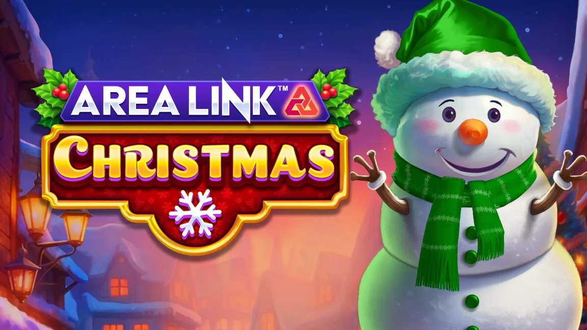 The promotional header for Area Link™ Christmas, an online slot game on Betty.ca.
