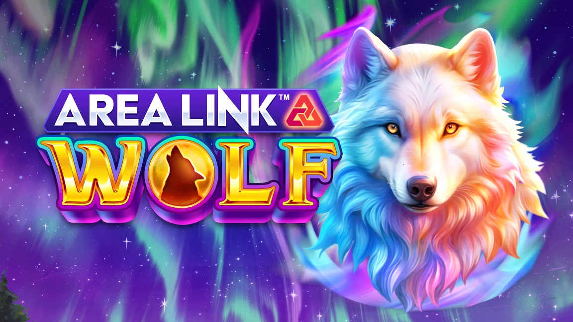 The promotional header for Area Link™ Wolf, an online slot game on Betty.ca.