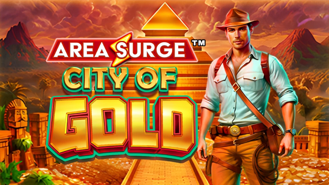 The promotional header for Area Surge™ City of Gold, an online slot game on Betty.ca.