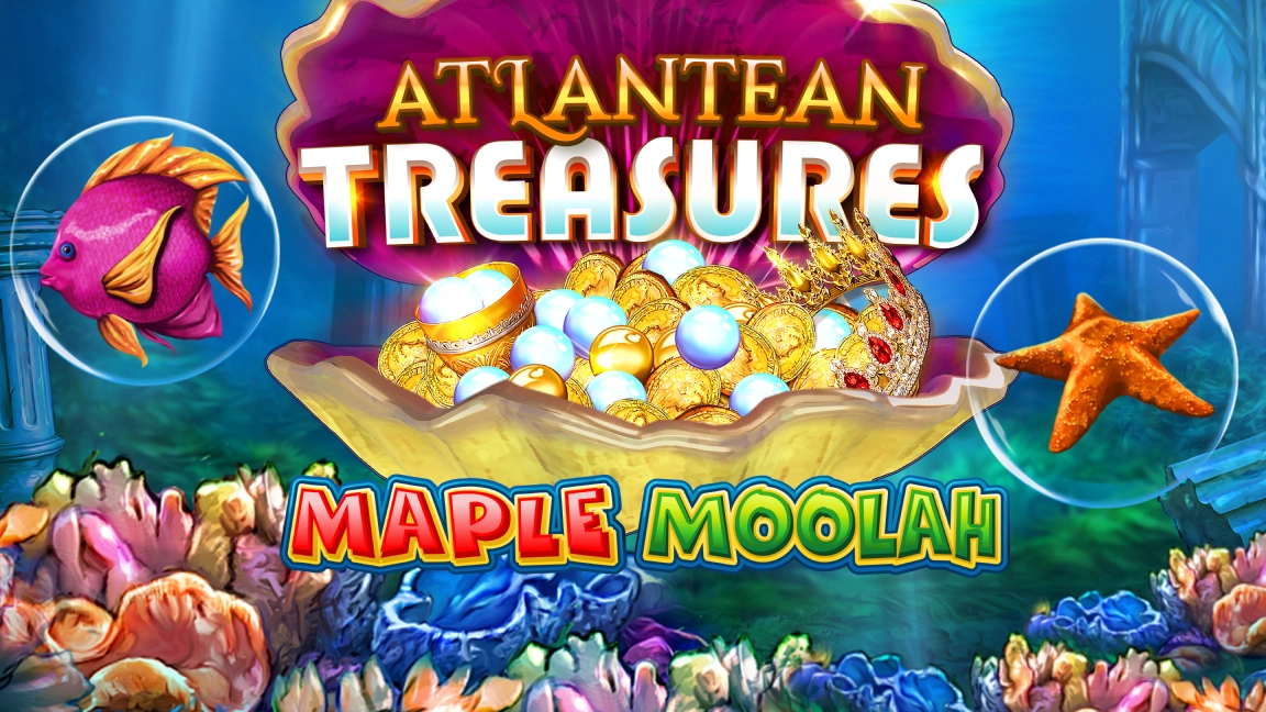 The promotional header for Atlantean Treasures Maple Moolah, an online slot game on Betty.ca.