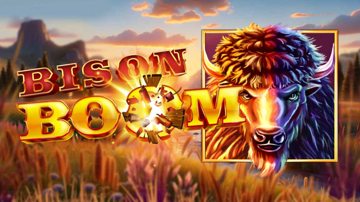 The promotional header for Bison Boom™, an online slot game on Betty.ca.