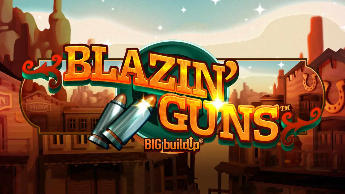 The promotional header for Blazin' Guns™, an online slot game on Betty.ca.