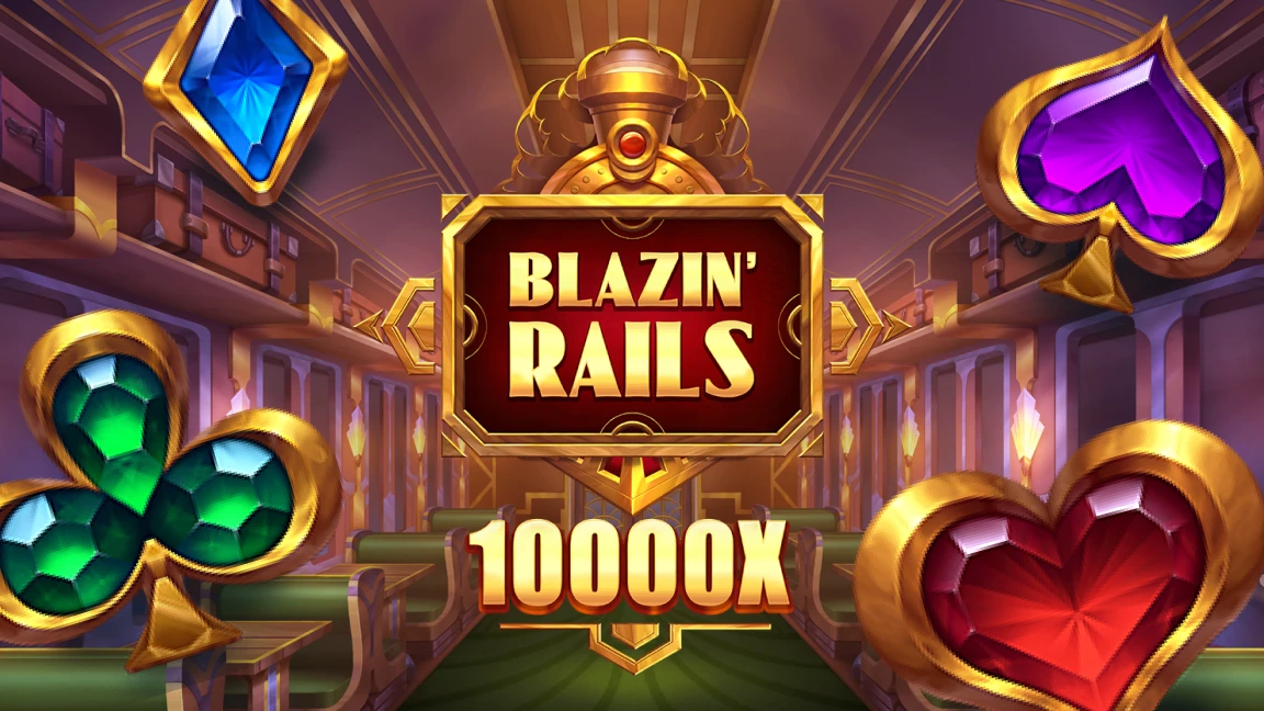 The promotional header for Blazin' Rails, an online slot game on Betty.ca.