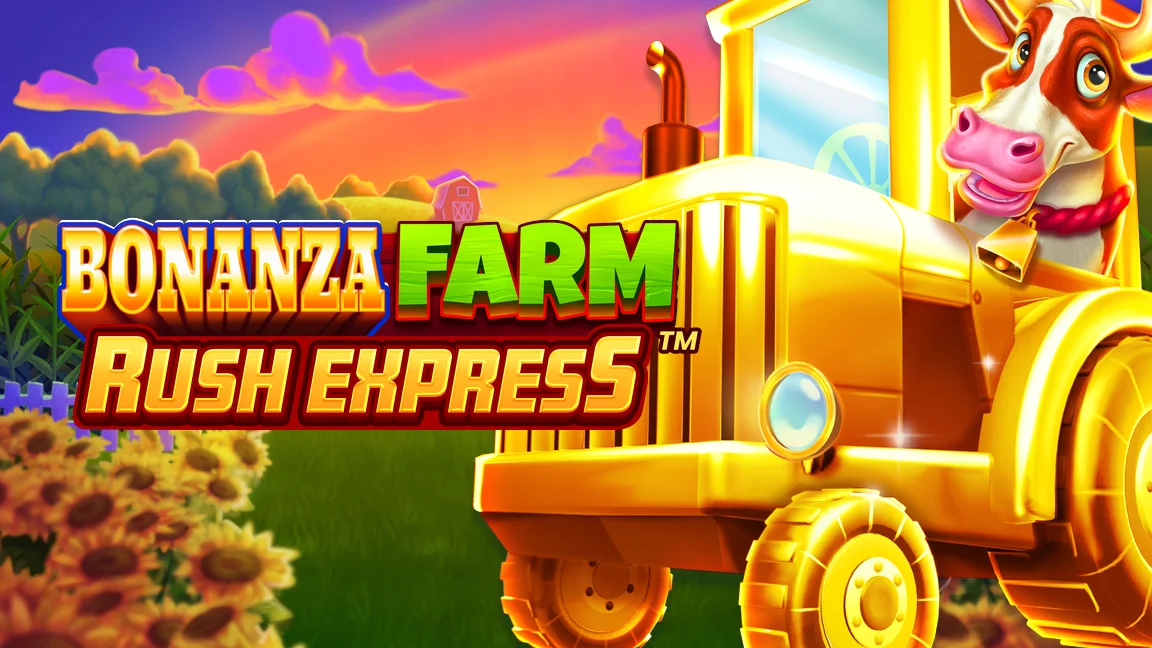 The promotional header for Bonanza Farm Rush Express™, an online slot game on Betty.ca.