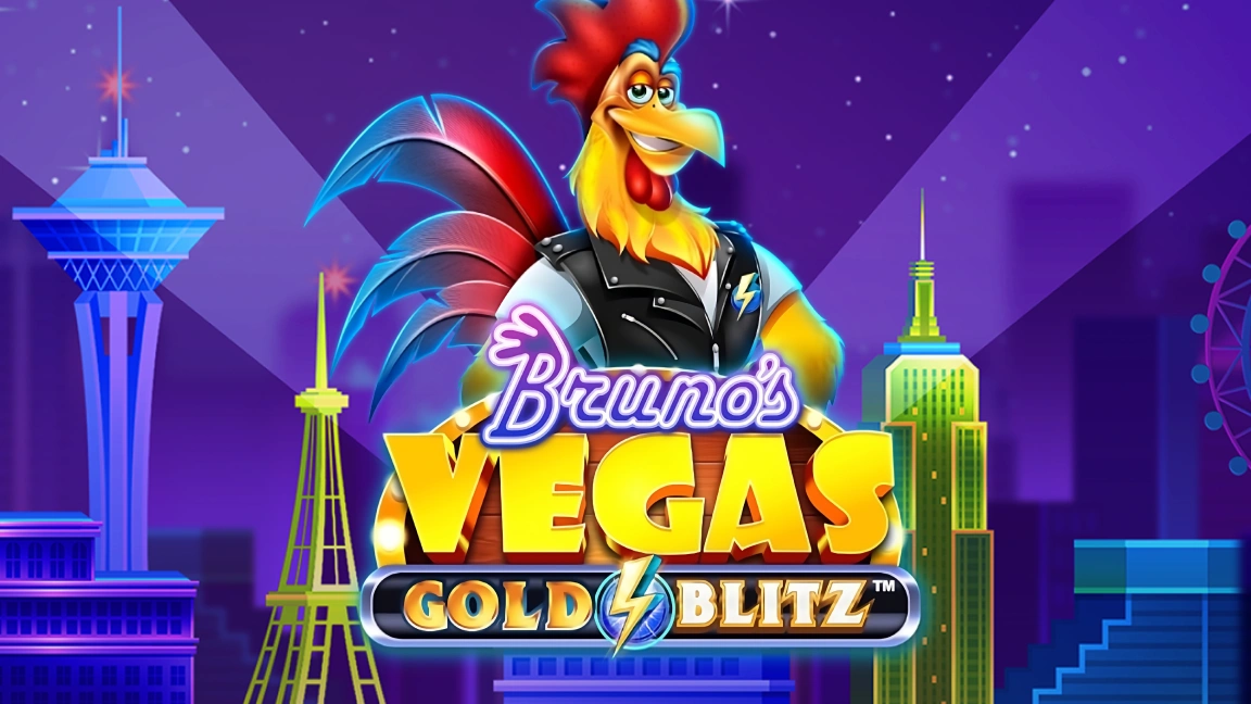 The promotional header for Bruno's Vegas Gold Blitz™, an online slot game on Betty.ca.
