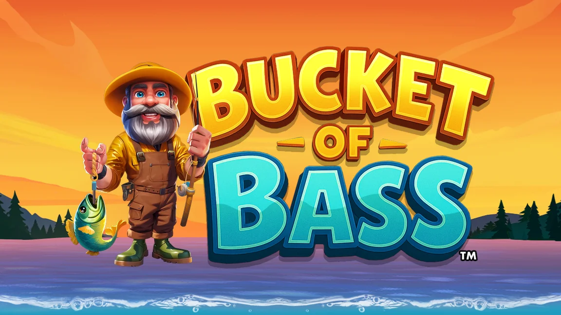 The promotional header for Bucket of Bass™, an online slot game on Betty.ca.