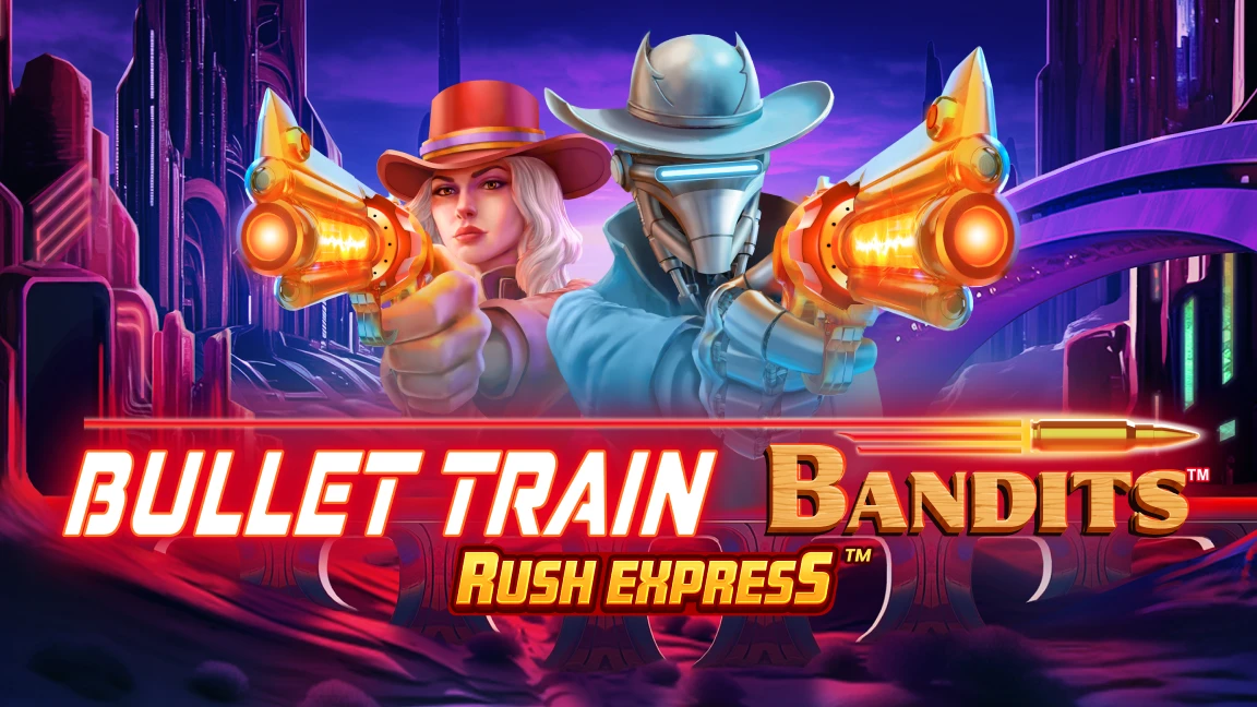The promotional header for Bullet Train Bandits™, an online slot game on Betty.ca.