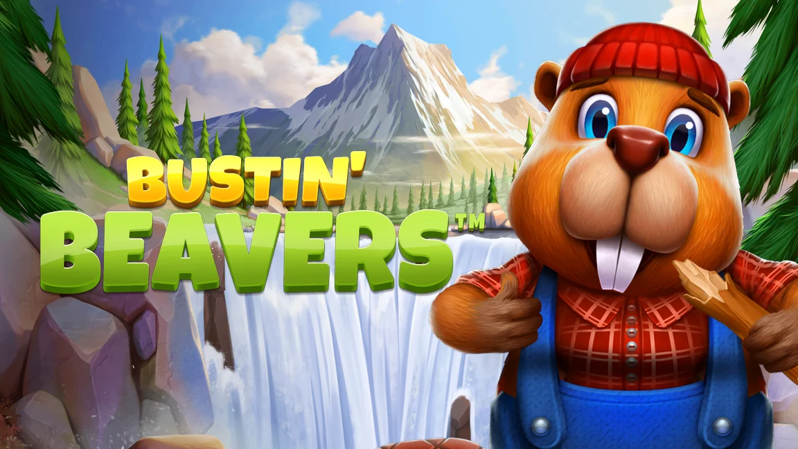 The promotional header for Bustin' Beavers™, an online slot game on Betty.ca.
