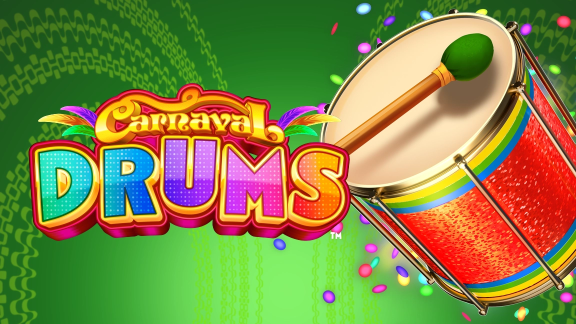The promotional header for Carnaval Drums™, an online slot game on Betty.ca.