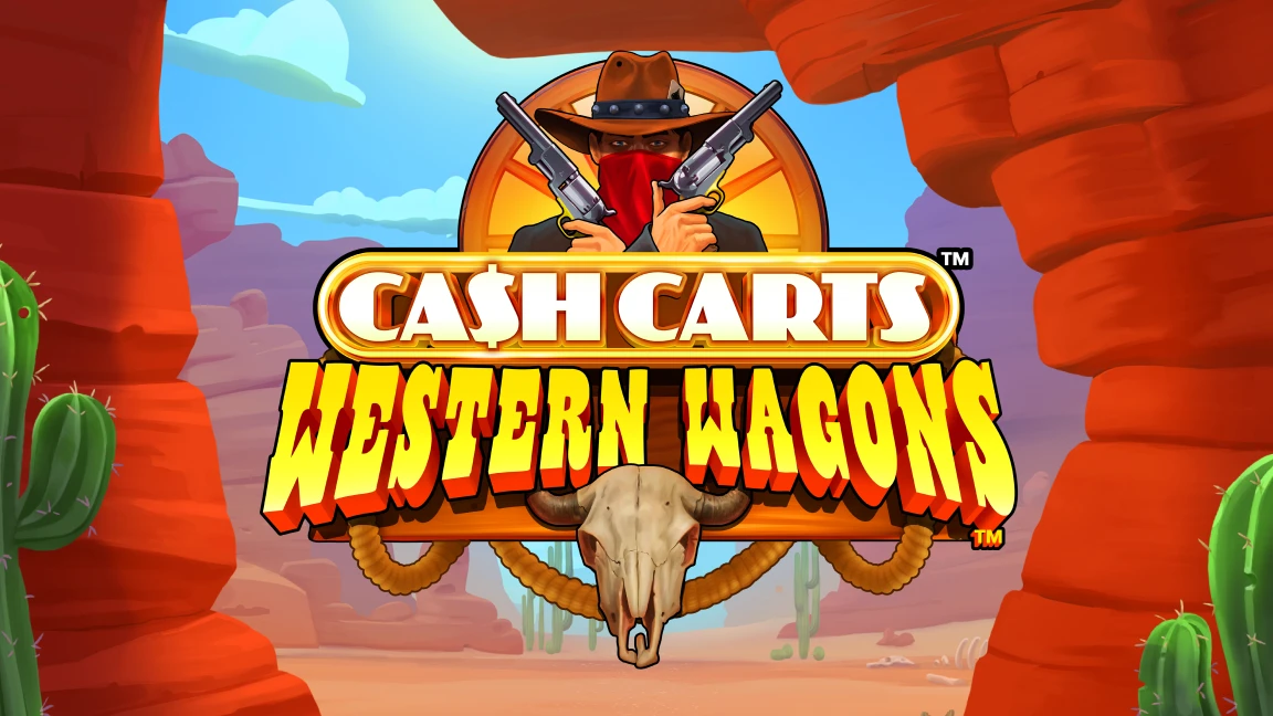 The promotional header for Cash Carts™ Western Wagons™, an online slot game on Betty.ca.