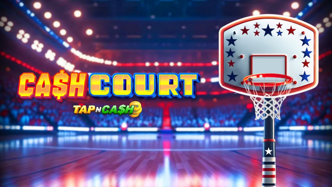 The promotional header for Cash Court - Tap n Cash™, an online slot game on Betty.ca.