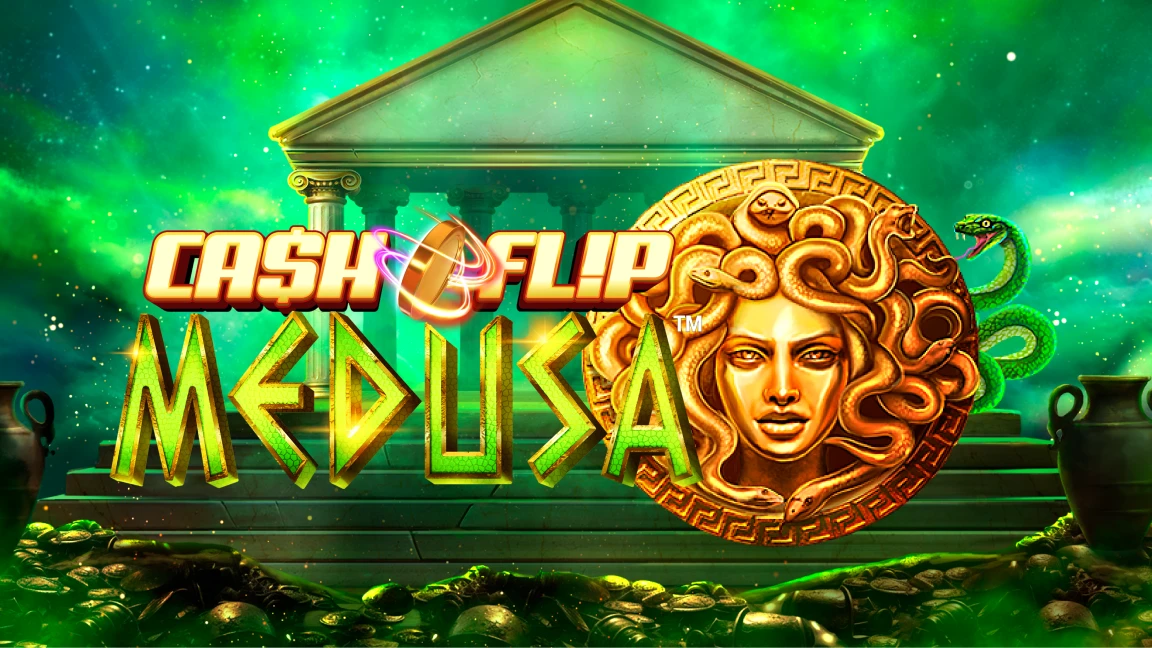 The promotional header for Cash Flip Medusa, an online slot game on Betty.ca.