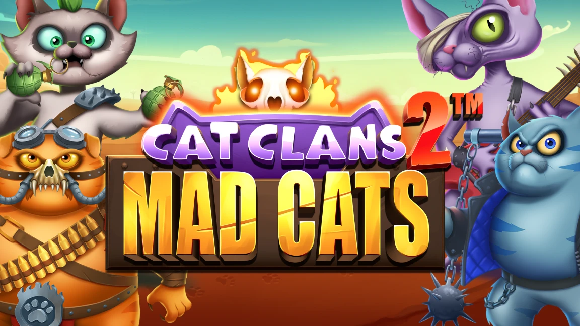 The promotional header for Cat Clans 2 - Mad Cats, an online slot game on Betty.ca.