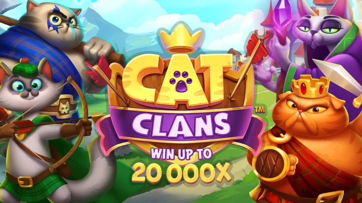 The promotional header for Cat Clans, an online slot game on Betty.ca.