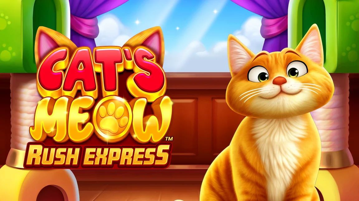 The promotional header for Cat's Meow Rush Express™, an online slot game on Betty.ca.