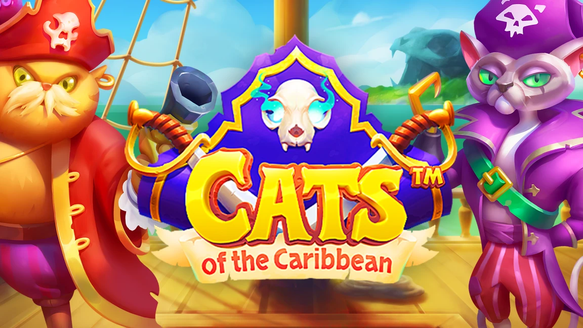 The promotional header for Cats of the Caribbean™, an online slot game on Betty.ca.
