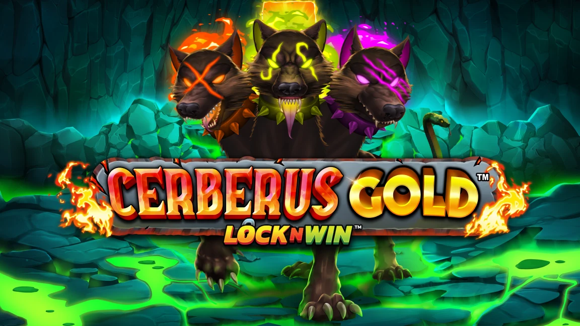 The promotional header for Cerberus Gold™, an online slot game on Betty.ca.