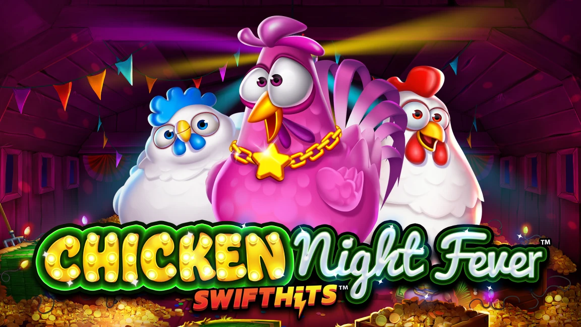 The promotional header for Chicken Night Fever™, an online slot game on Betty.ca.