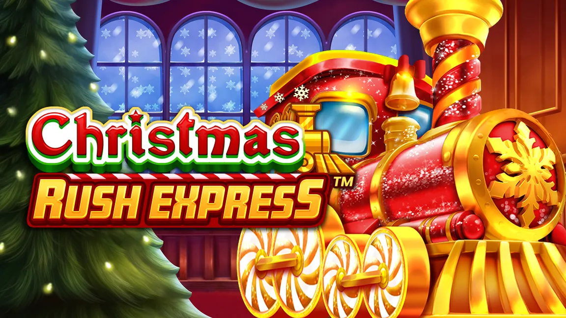 The promotional header for Christmas Rush Express™, an online slot game on Betty.ca.