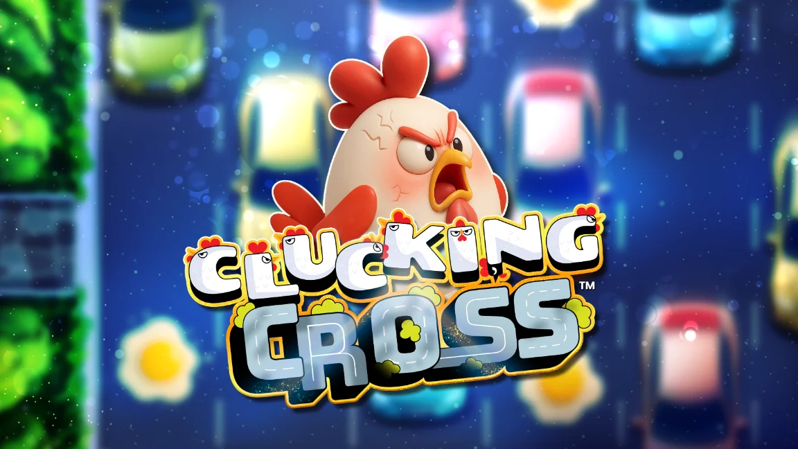 The promotional header for Clucking Cross™, an online slot game on Betty.ca.
